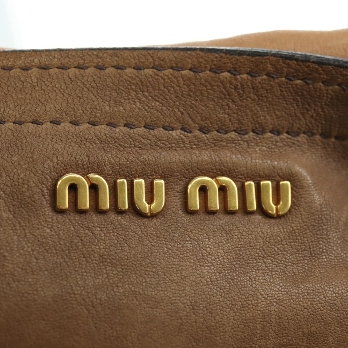 Miu Miu Shoulder Bag Leather Brown Gold Auth 177730A