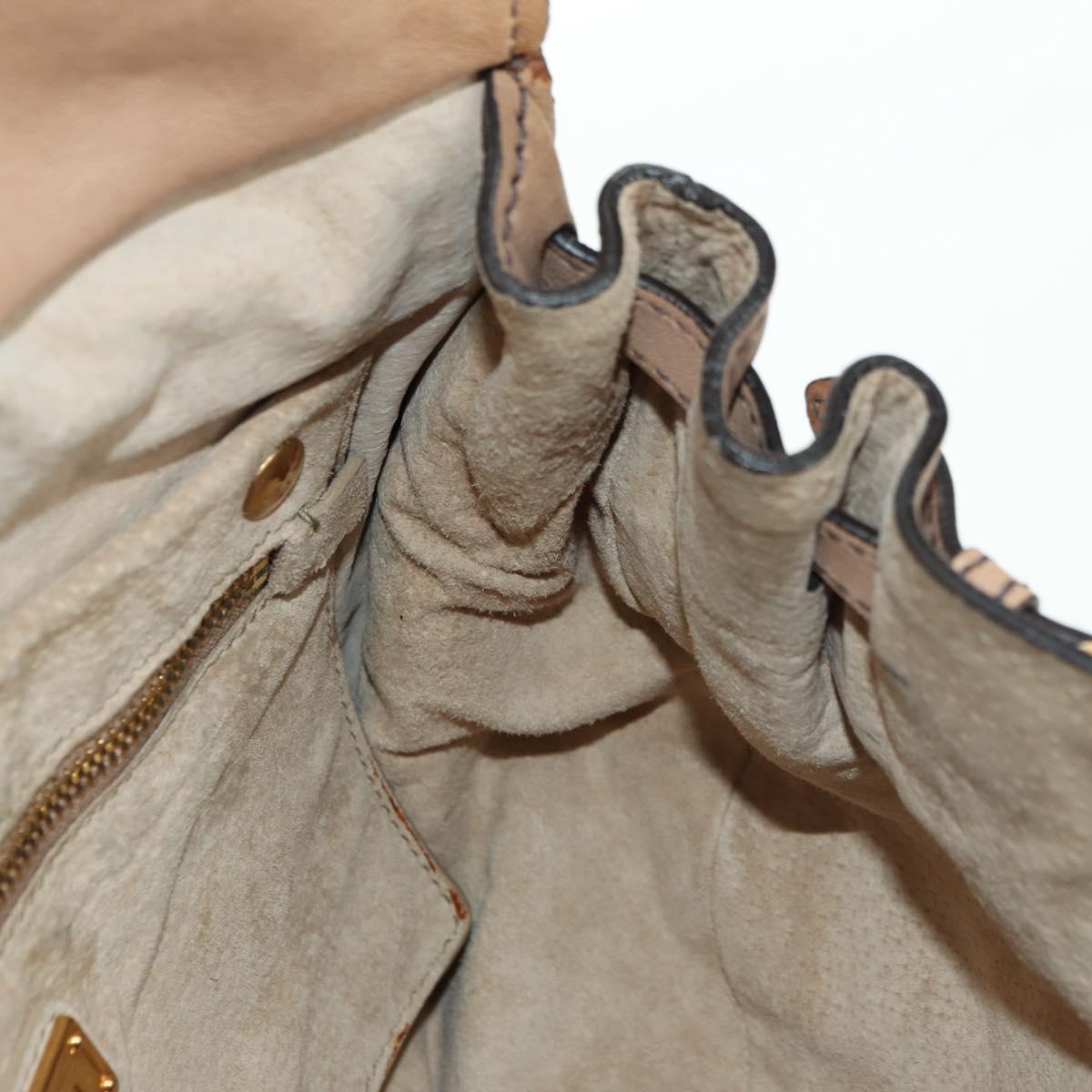 Miu Miu Shoulder Bag Leather Brown Gold Auth 177730A