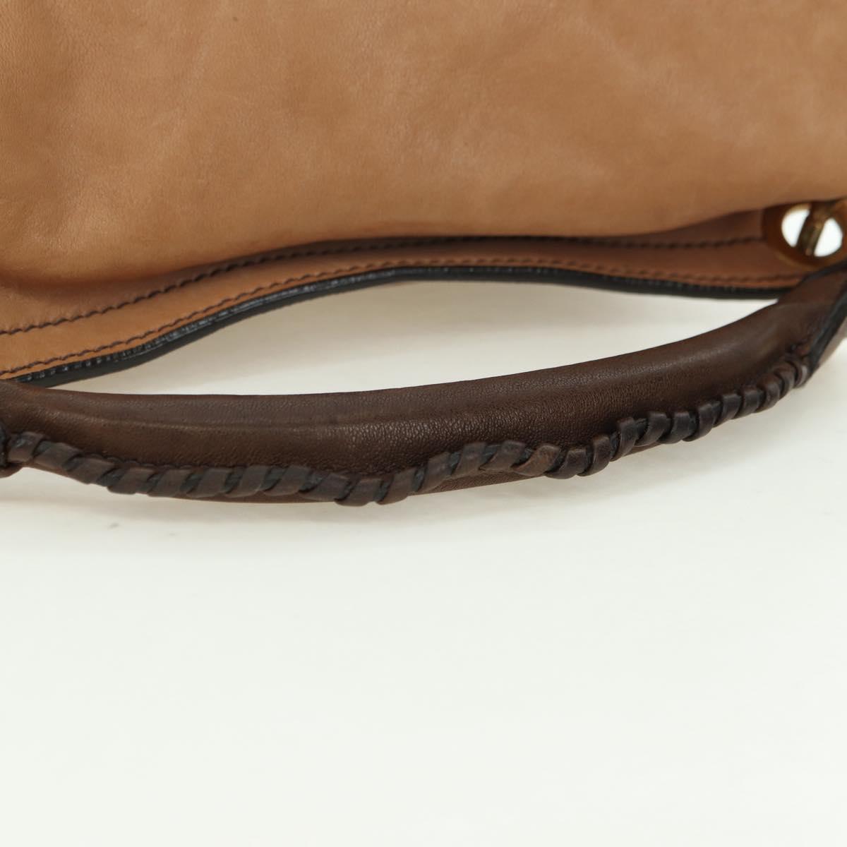 Miu Miu Shoulder Bag Leather Brown Gold Auth 177730A