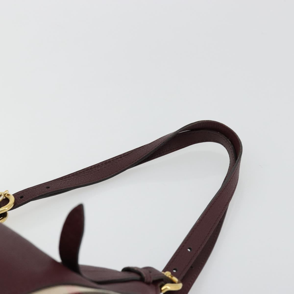 BURBERRY Nova Check Shoulder Bag Canvas Leather Bordeaux Gold Auth 177737A