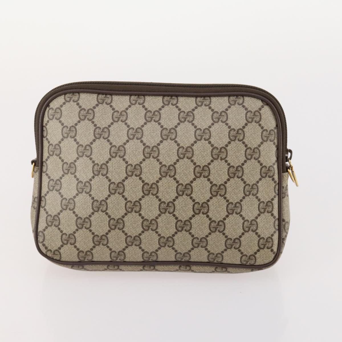 GUCCI GG Supreme Hand Bag PVC 2 Set Beige Auth 177746