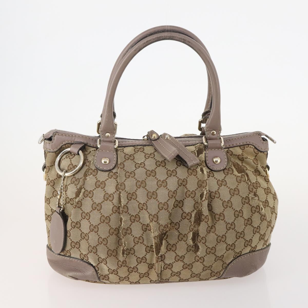 GUCCI GG Supreme Hand Bag PVC 2 Set Beige Auth 177746