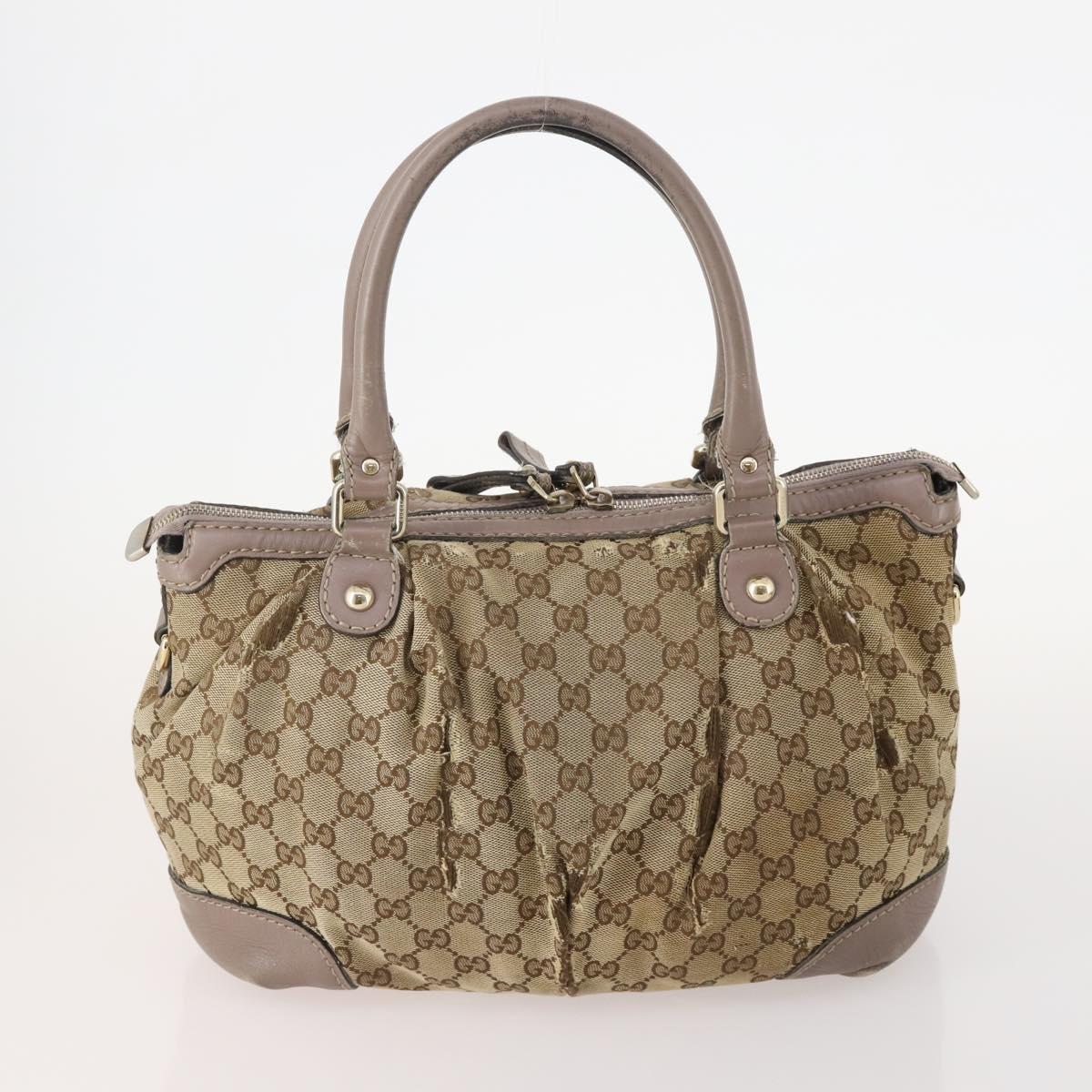 GUCCI GG Supreme Hand Bag PVC 2 Set Beige Auth 177746
