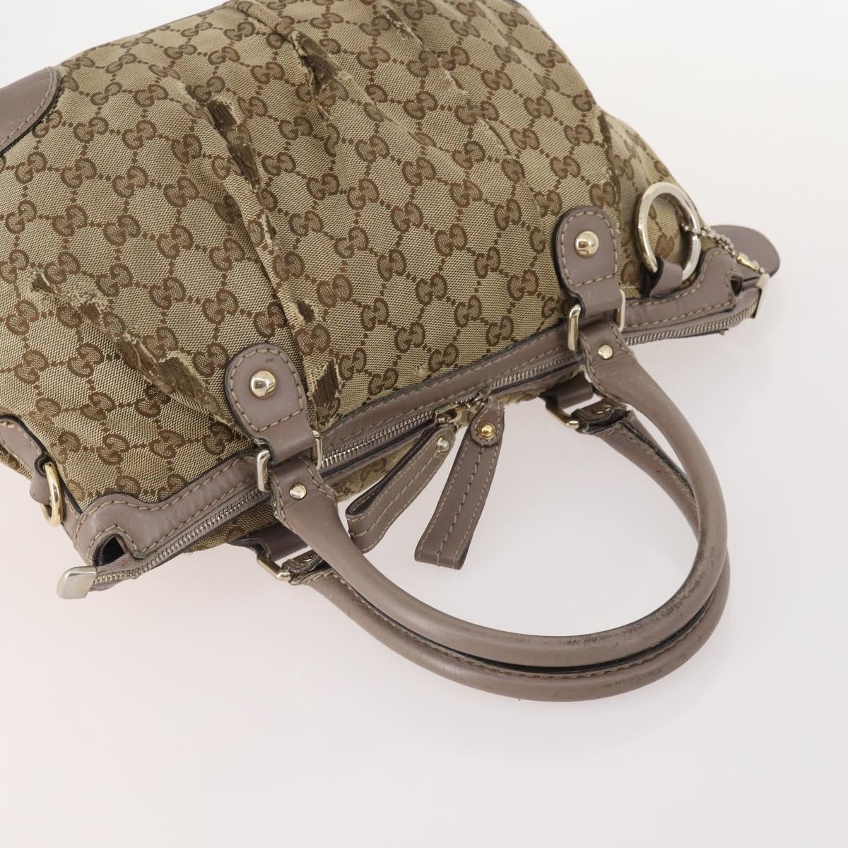 GUCCI GG Supreme Hand Bag PVC 2 Set Beige Auth 177746