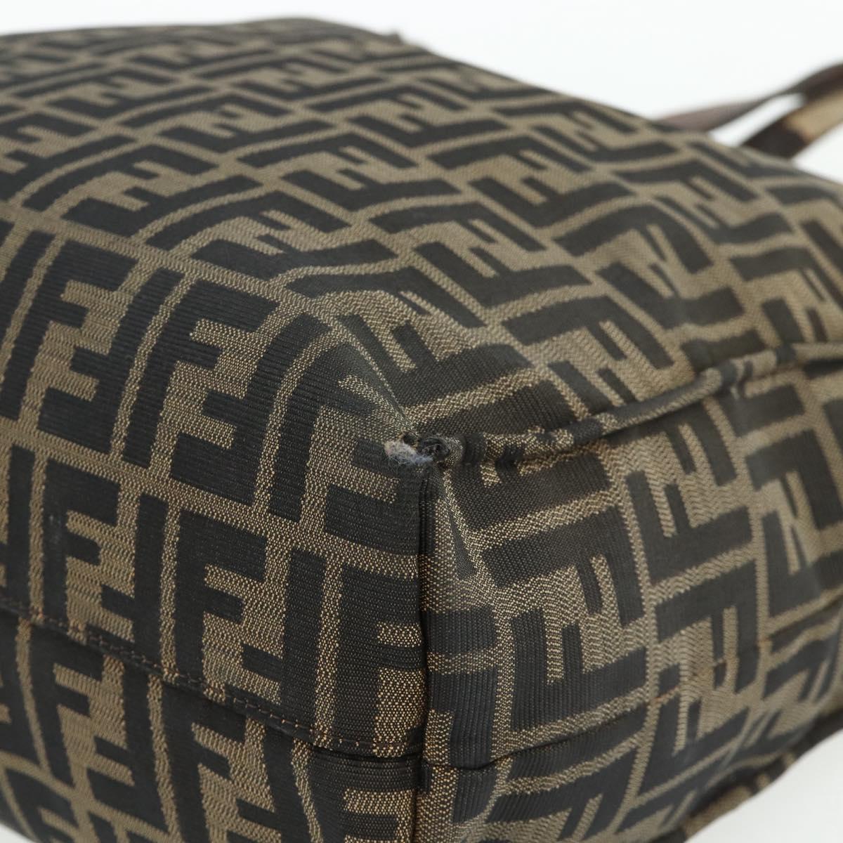 FENDI Zucca Canvas Tote Bag Black Brown Auth 177771