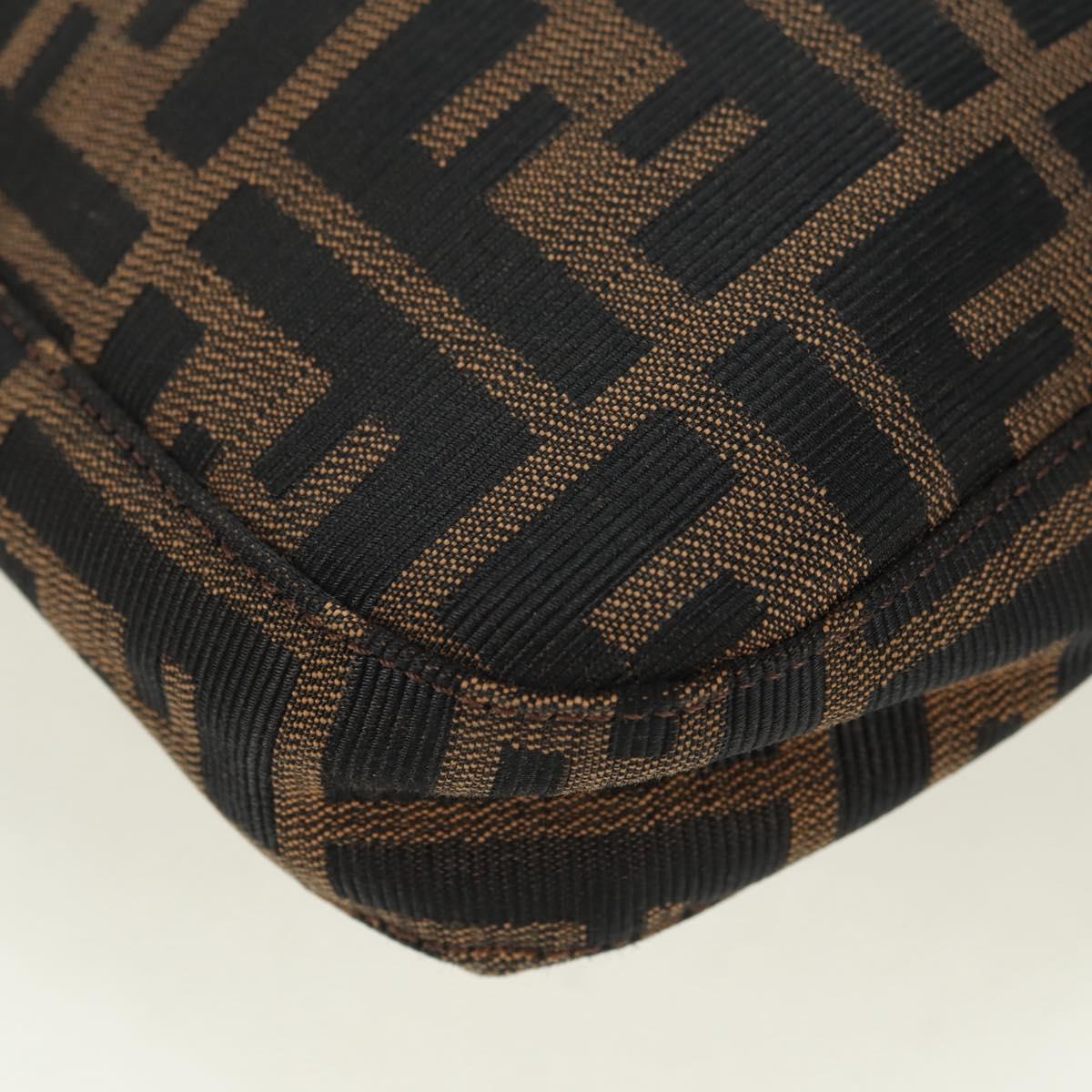 FENDI Zucca Canvas Mamma Baguette Shoulder Bag Brown Black Auth 177772SAV