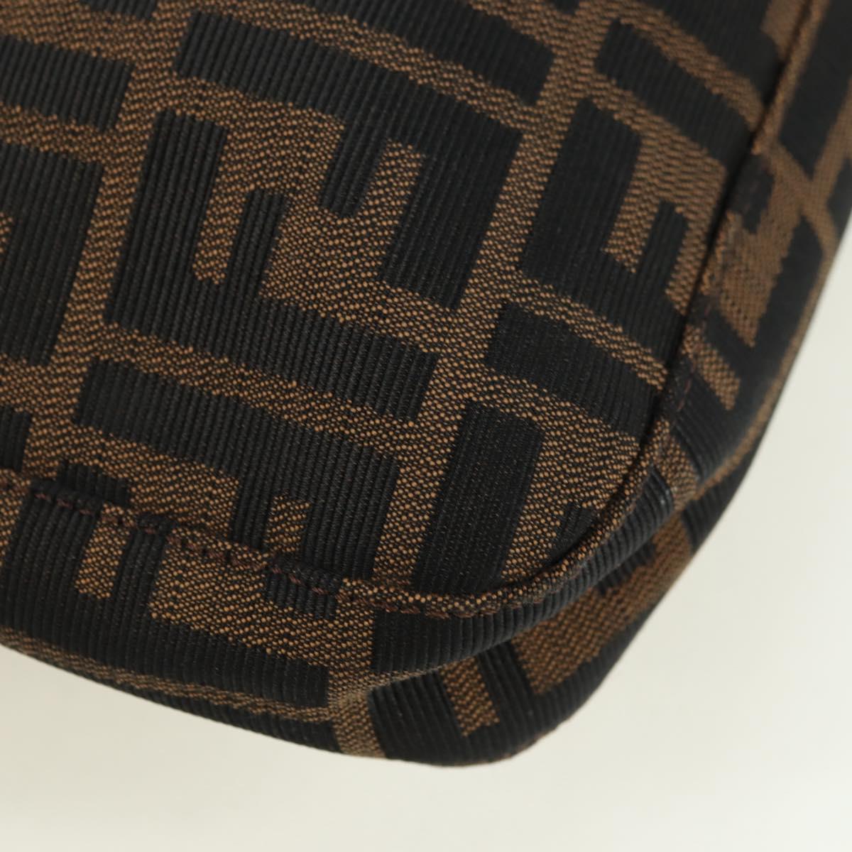 FENDI Zucca Canvas Mamma Baguette Shoulder Bag Brown Black Auth 177772SAV