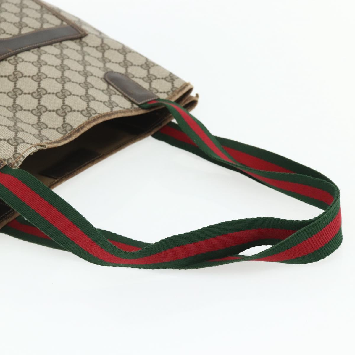 GUCCI GG Supreme Web Sherry Line Tote Bag PVC Beige Red 16 002 4487 Auth 177774