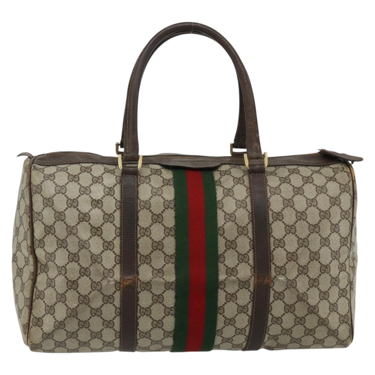 GUCCI GG Supreme Web Sherry Line Hand Bag PVC Beige Red Auth 177775
