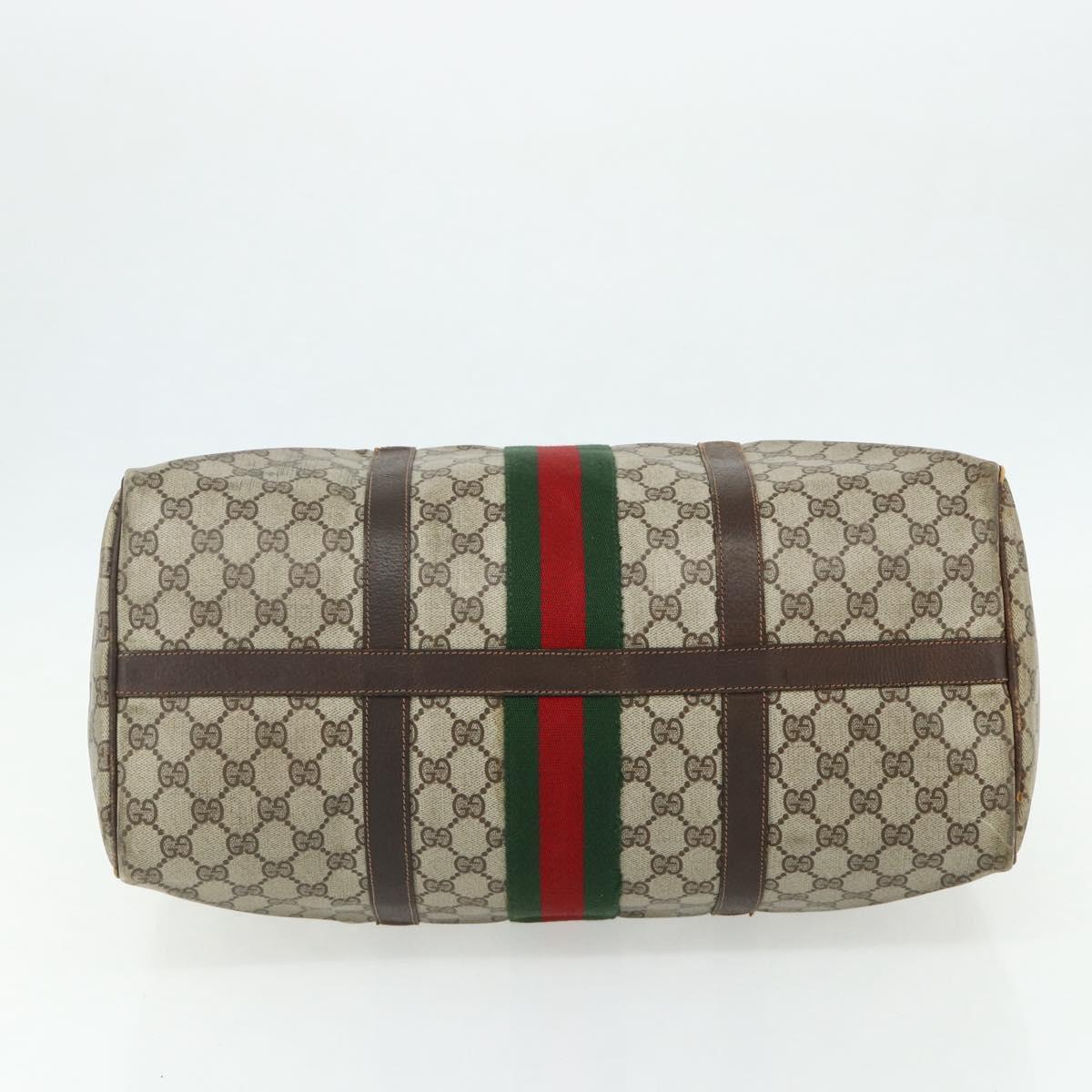 GUCCI GG Supreme Web Sherry Line Hand Bag PVC Beige Red Auth 177775