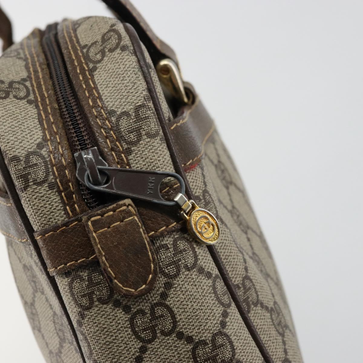 GUCCI GG Supreme Web Sherry Line Hand Bag PVC Beige Gold Auth 177779