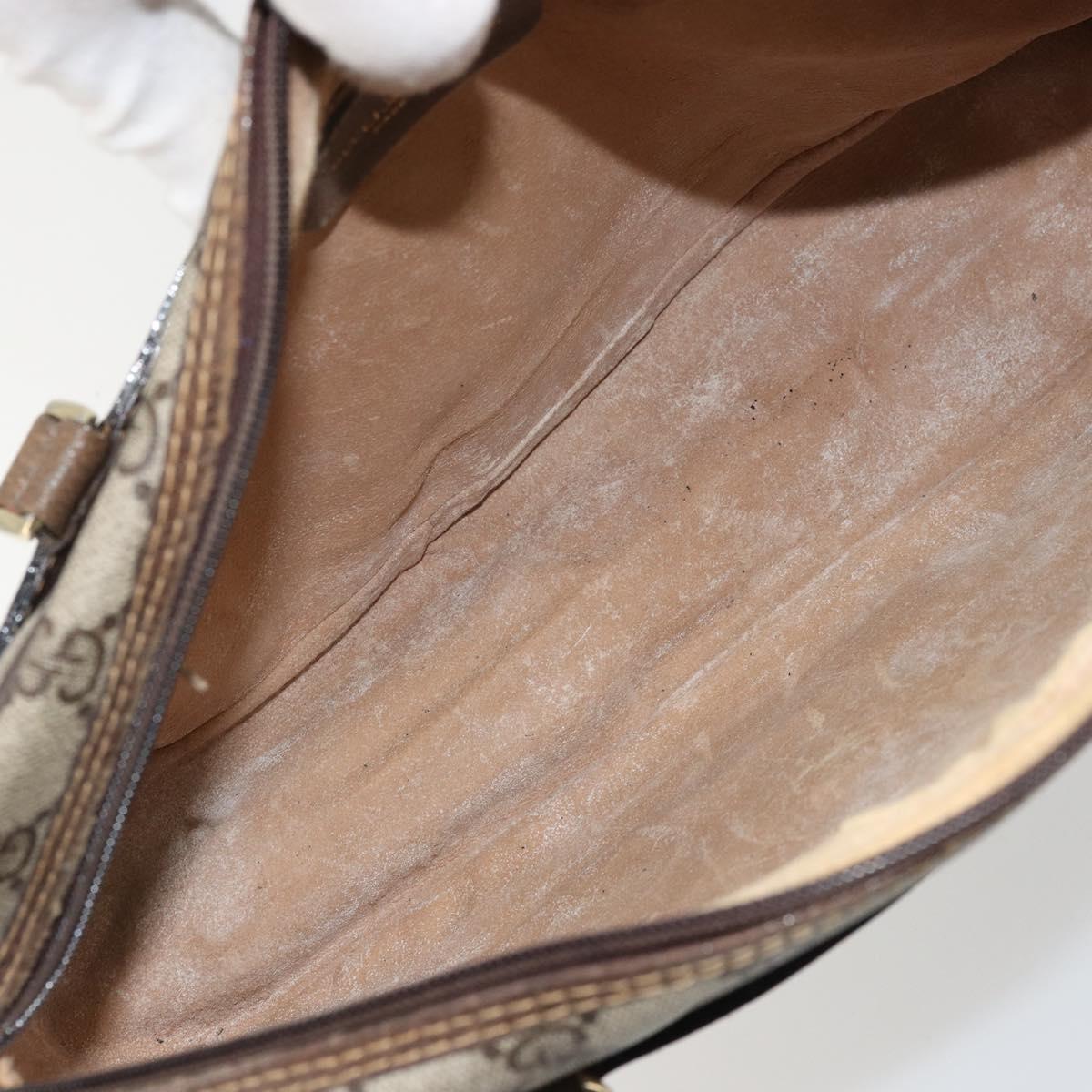 GUCCI GG Supreme Web Sherry Line Hand Bag PVC Beige Gold Auth 177779