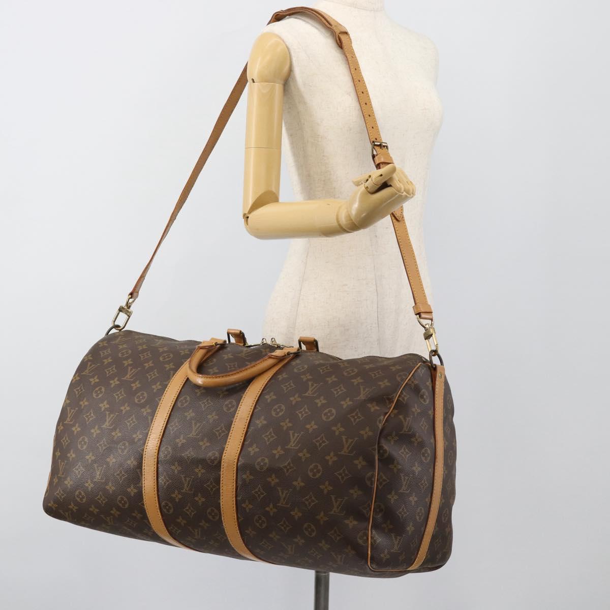 LOUIS VUITTON Monogram Keepall Bandouliere 55 Boston Bag M41414 LV Auth 177780