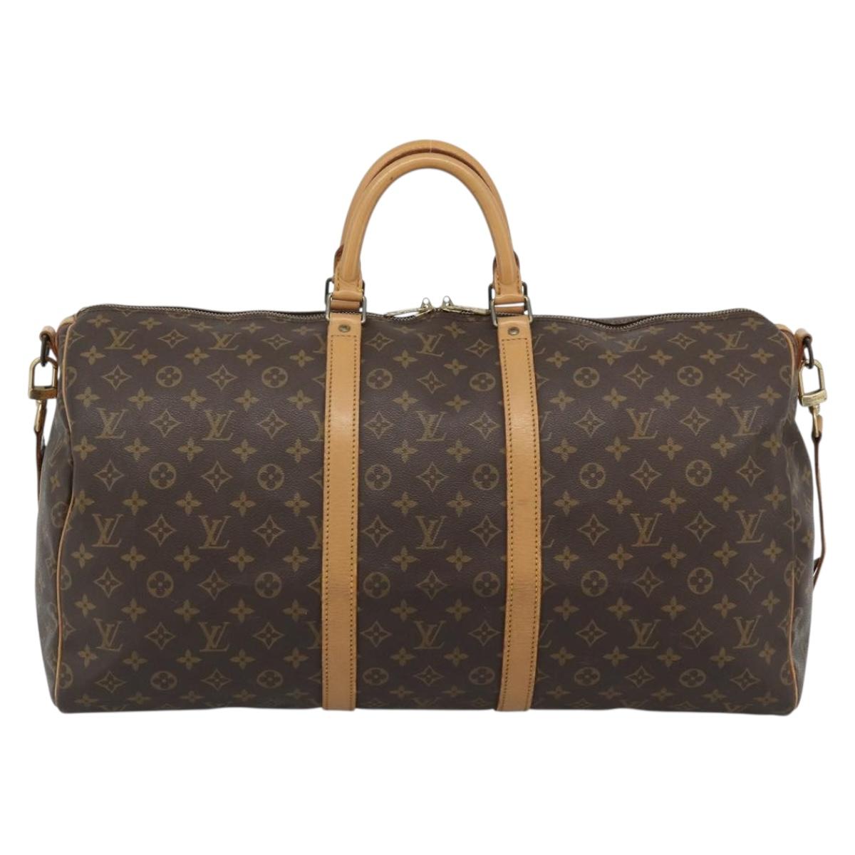 LOUIS VUITTON Monogram Keepall Bandouliere 55 Boston Bag M41414 LV Auth 177780