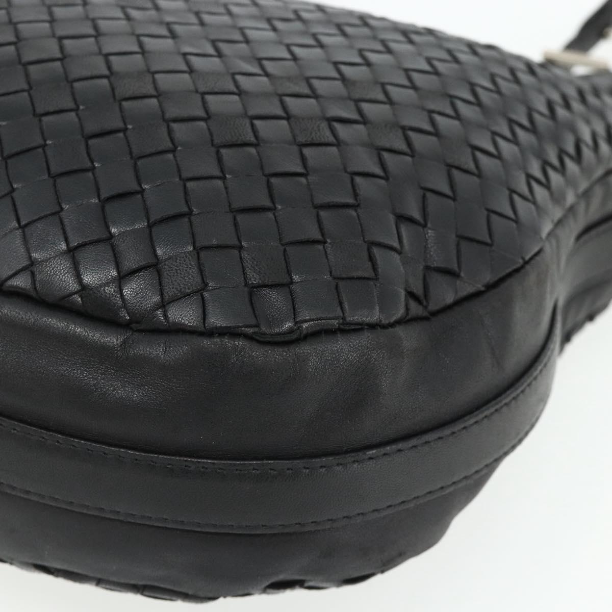 BOTTEGA VENETA INTRECCIATO Shoulder Bag Leather Black Silver Auth 177787A