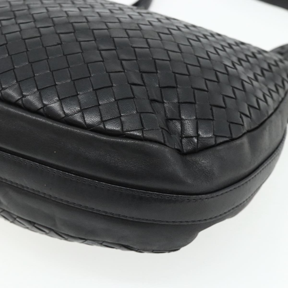 BOTTEGA VENETA INTRECCIATO Shoulder Bag Leather Black Silver Auth 177787A