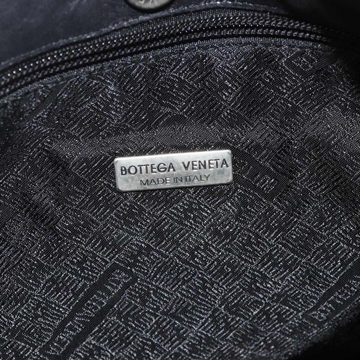 BOTTEGA VENETA INTRECCIATO Shoulder Bag Leather Black Silver Auth 177787A