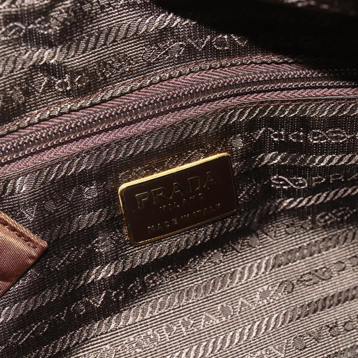 PRADA Chain Tote Bag Nylon Beige Gold Auth 177789