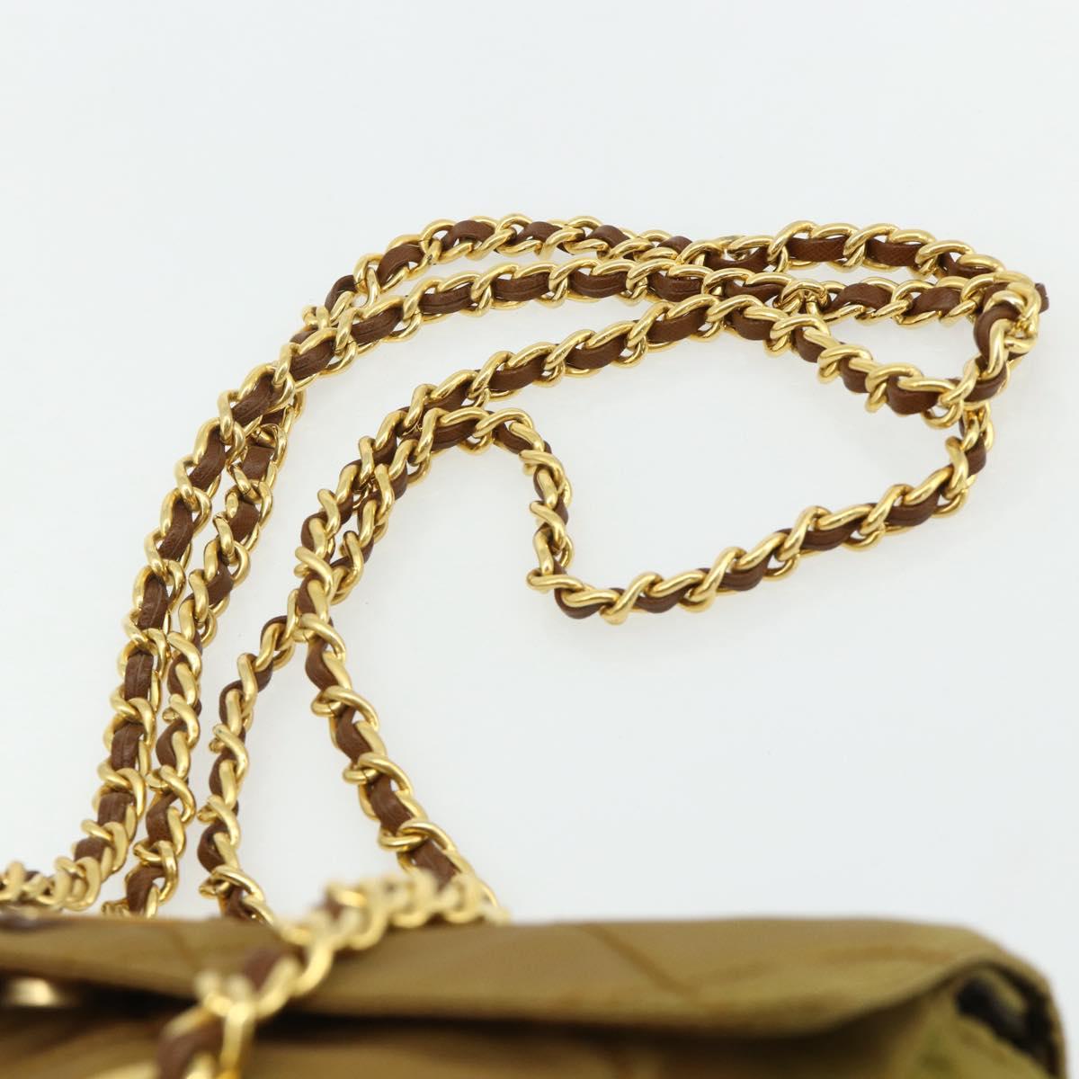 PRADA Chain Tote Bag Nylon Beige Gold Auth 177789