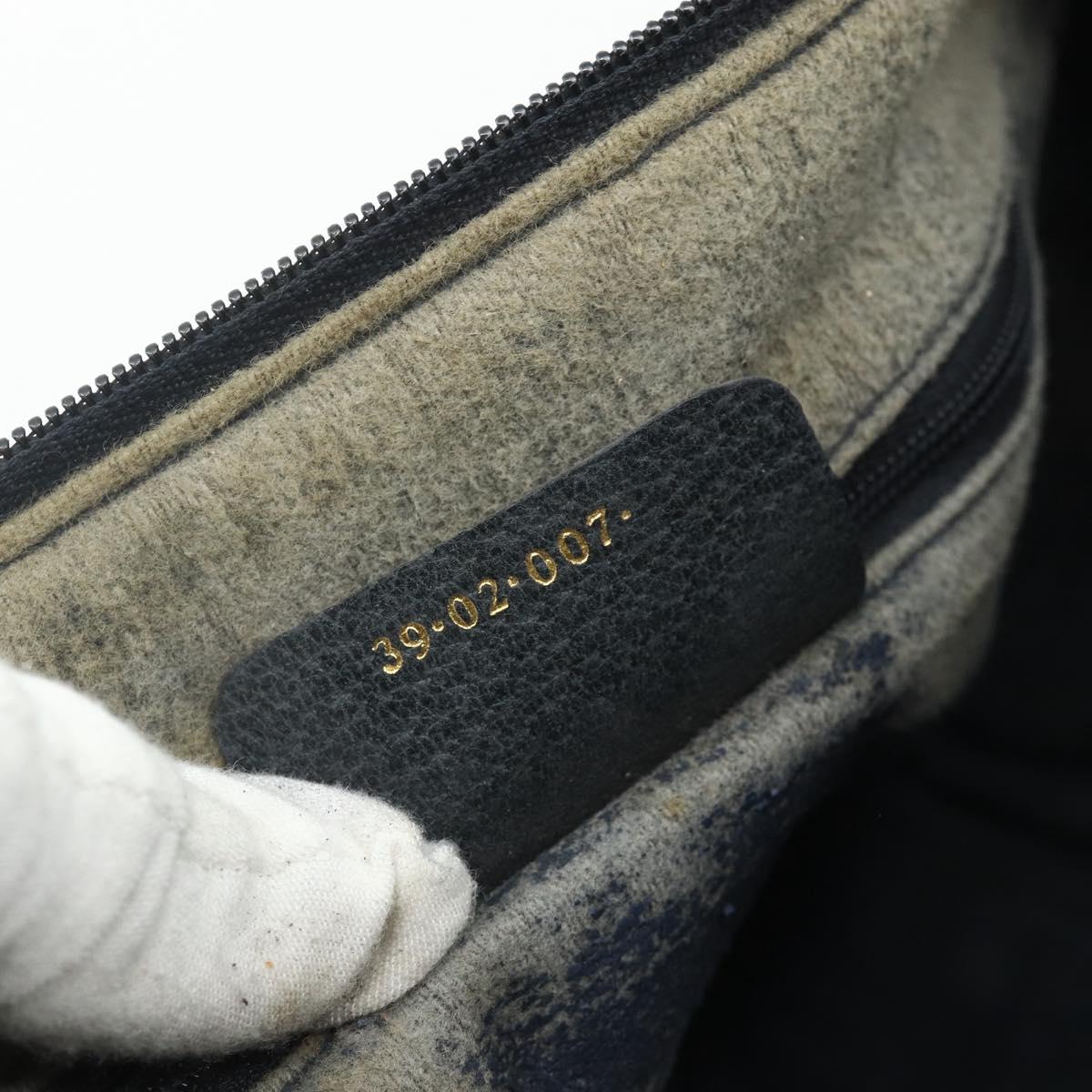 GUCCI GG Supreme Sherry Line Hand Bag PVC Navy Gold 39 02 007 Auth 177794