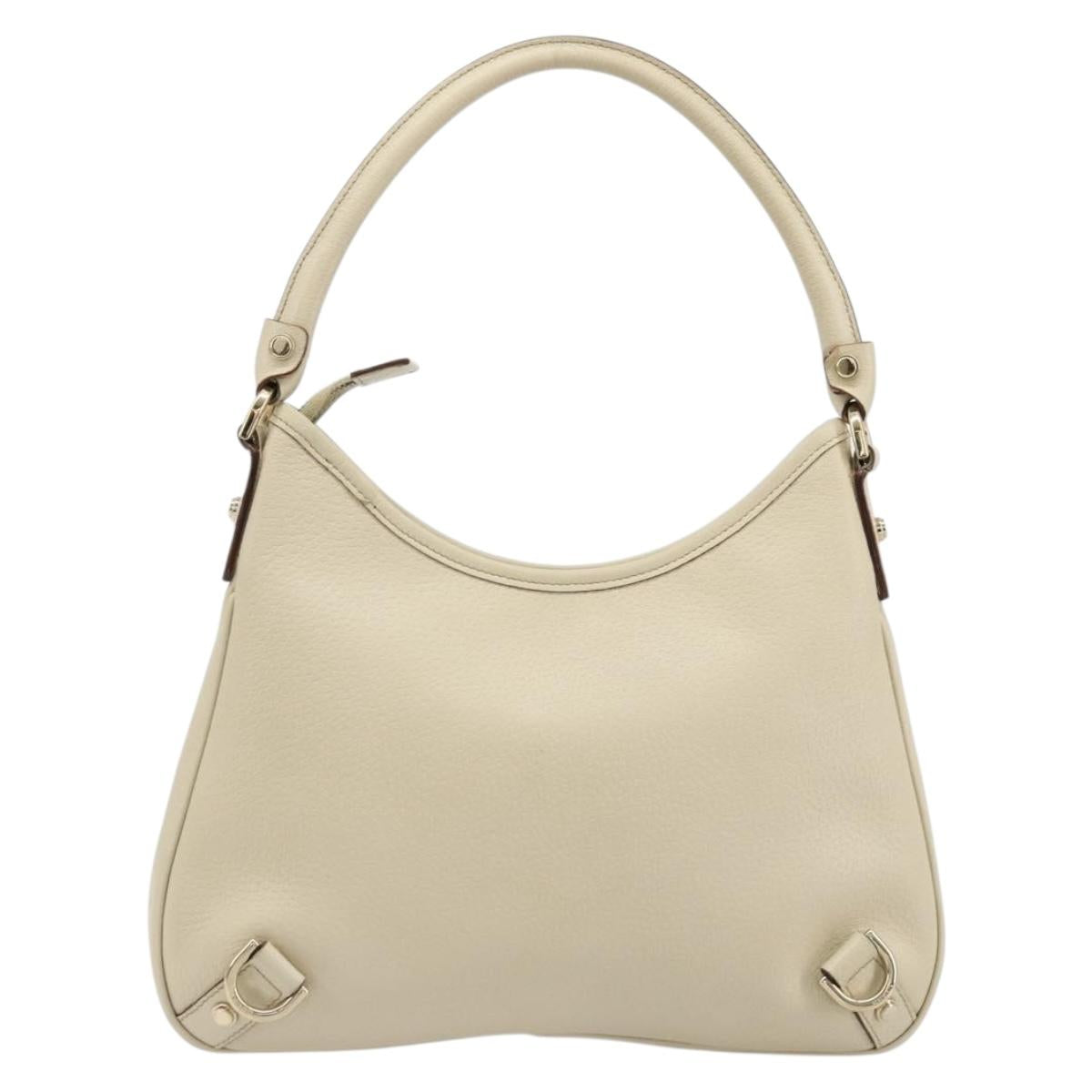 GUCCI Abbey Shoulder Bag Leather Beige Gold 130738 Auth 177798SAV
