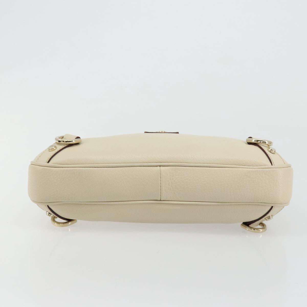 GUCCI Abbey Shoulder Bag Leather Beige Gold 130738 Auth 177798SAV