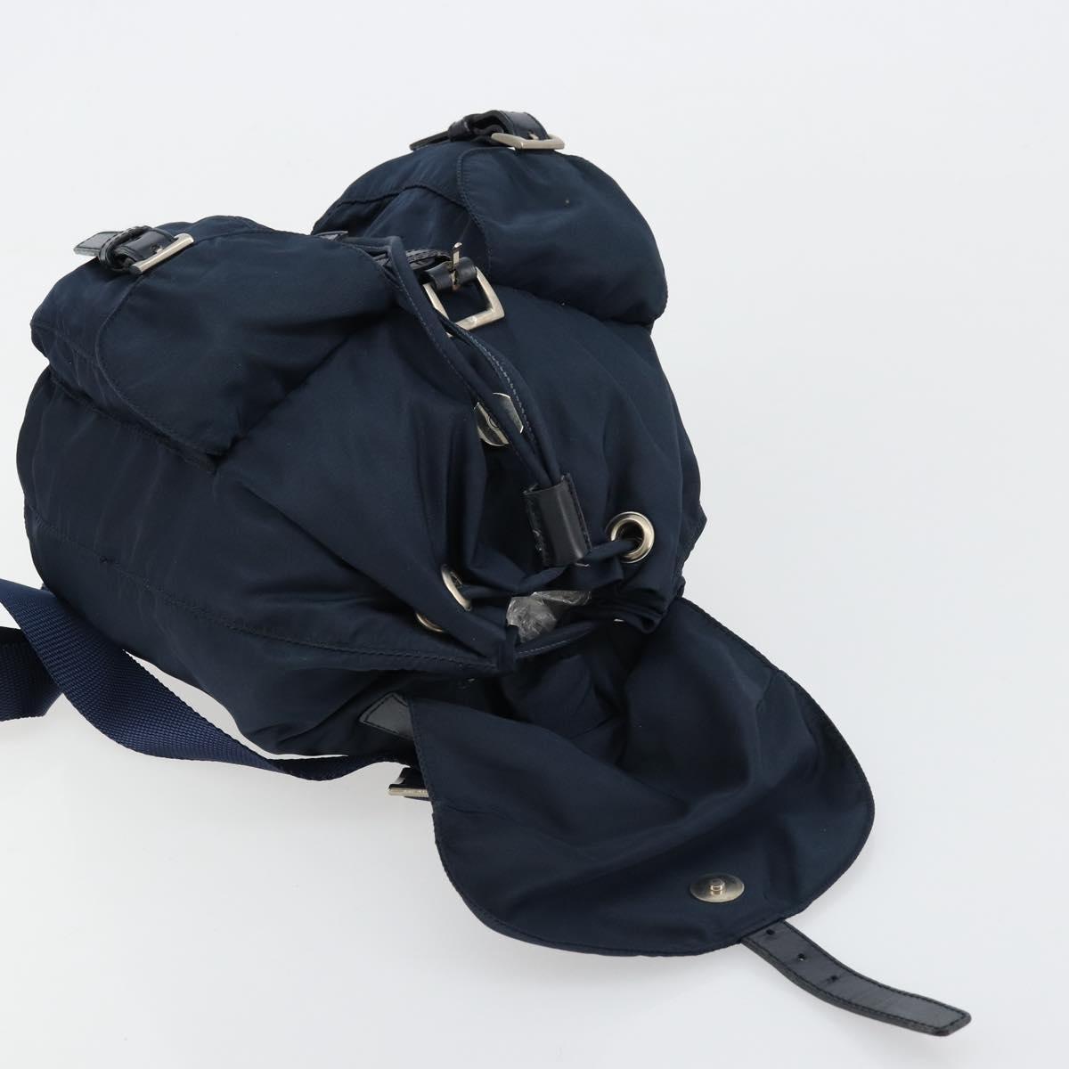 PRADA Backpack Nylon Navy Silver Auth 177799