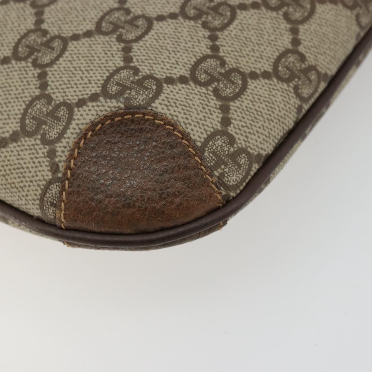 GUCCI GG Supreme Shoulder Bag PVC Beige Gold Auth 177800
