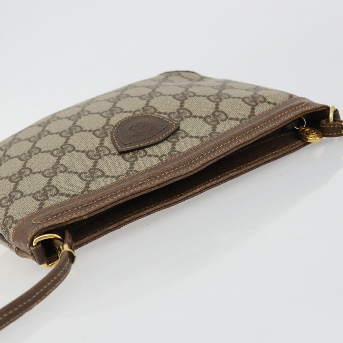 GUCCI GG Supreme Shoulder Bag PVC Beige Gold Auth 177800