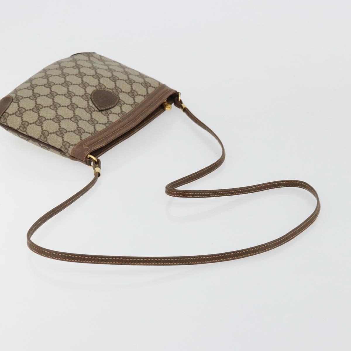 GUCCI GG Supreme Shoulder Bag PVC Beige Gold Auth 177800