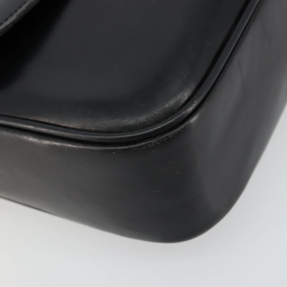 CELINE Shoulder Bag Leather Black Gold Auth 177801