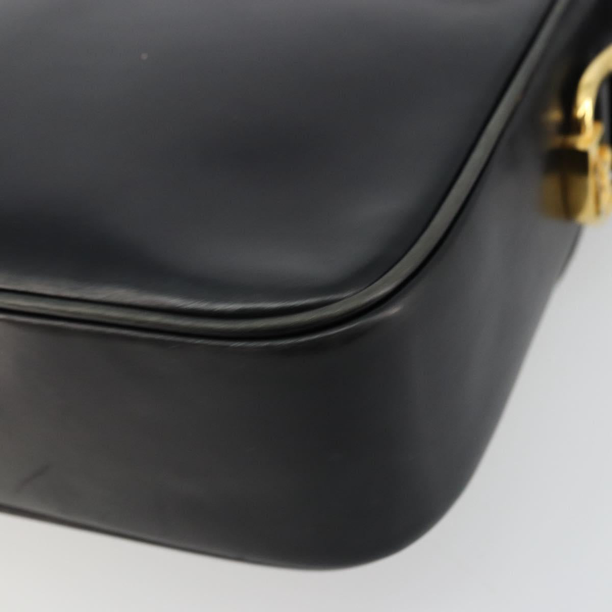 CELINE Shoulder Bag Leather Black Gold Auth 177801