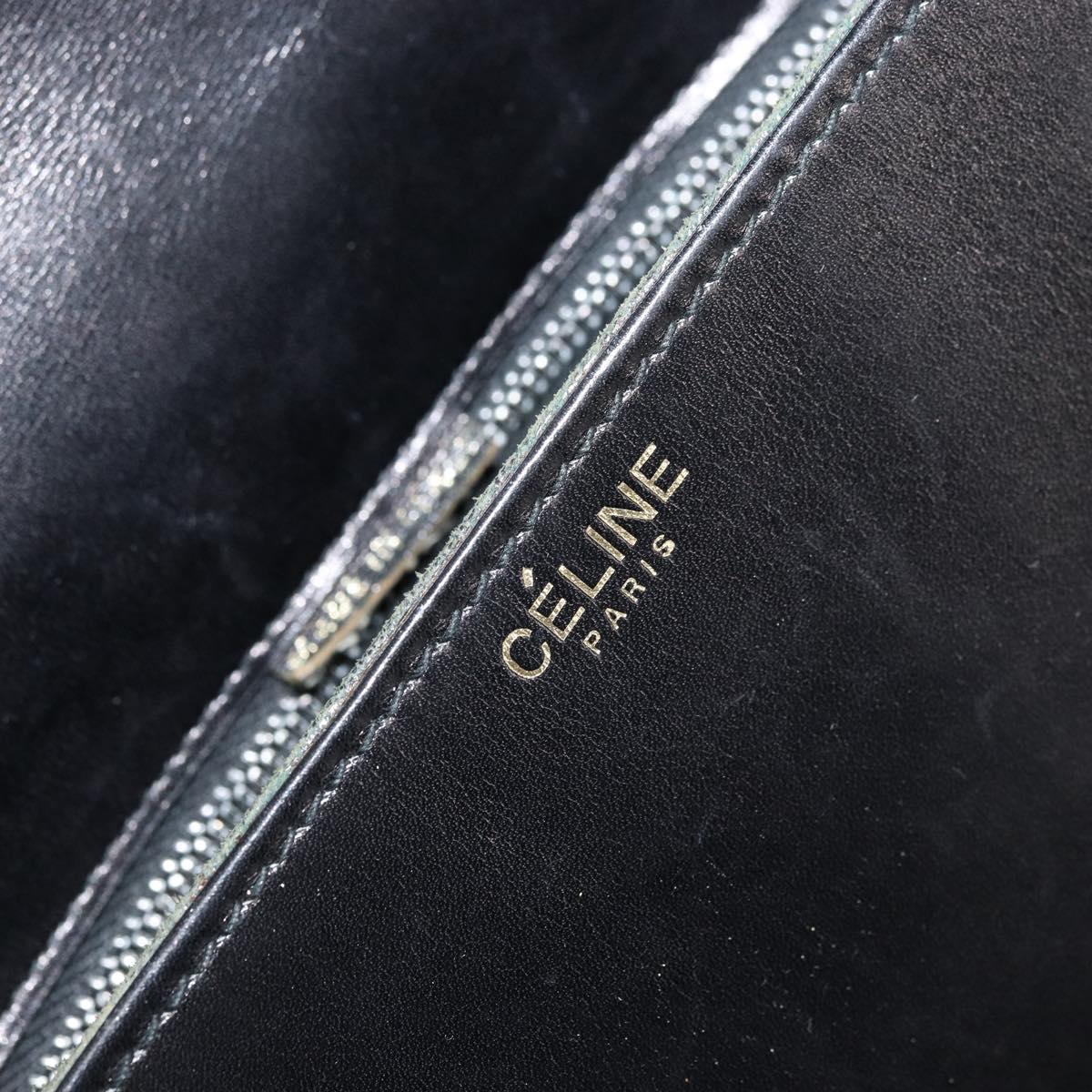 CELINE Shoulder Bag Leather Black Gold Auth 177801