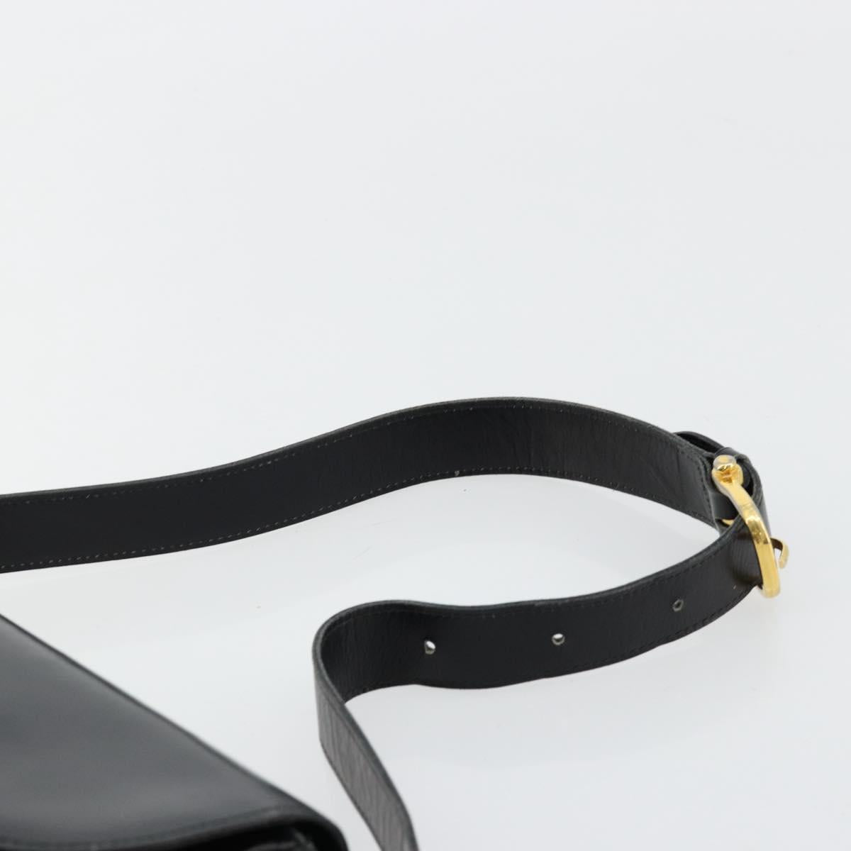 CELINE Shoulder Bag Leather Black Gold Auth 177801