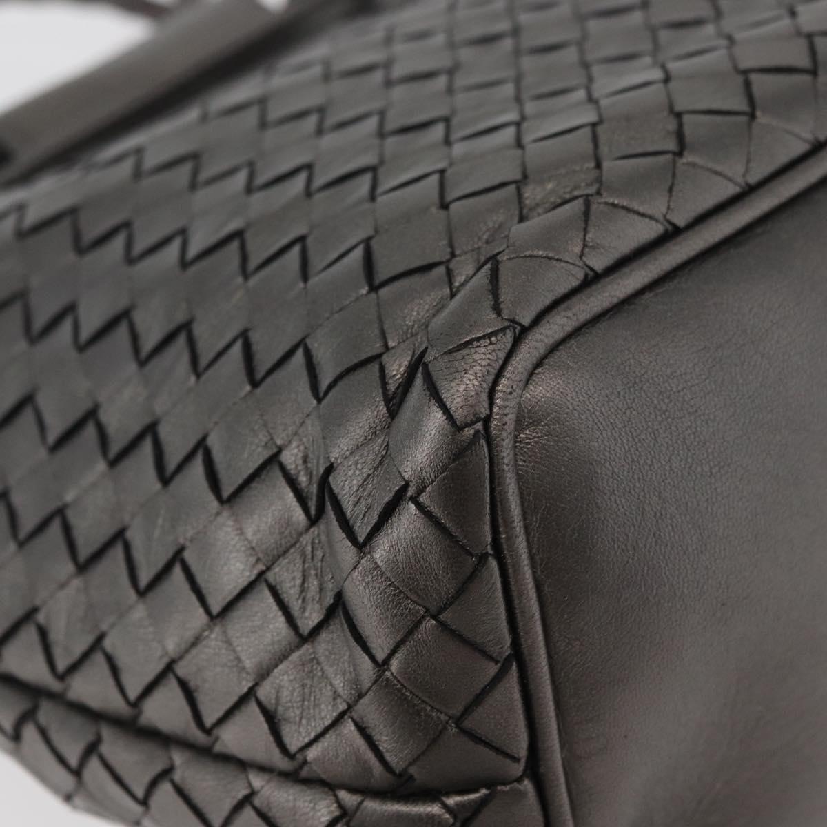 BOTTEGA VENETA INTRECCIATO Purse Hand Bag Leather Silver Gold Auth 177803