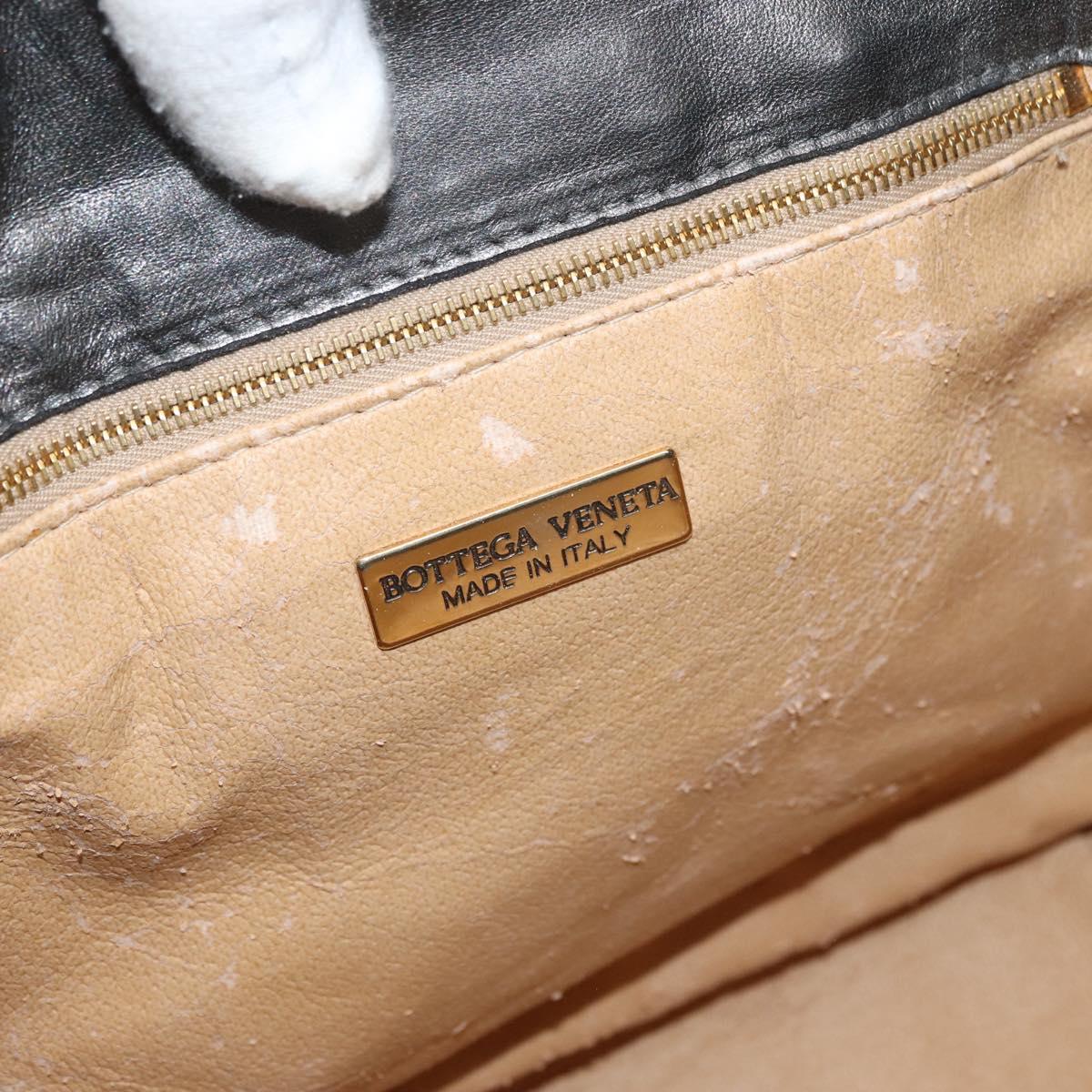BOTTEGA VENETA INTRECCIATO Purse Hand Bag Leather Silver Gold Auth 177803