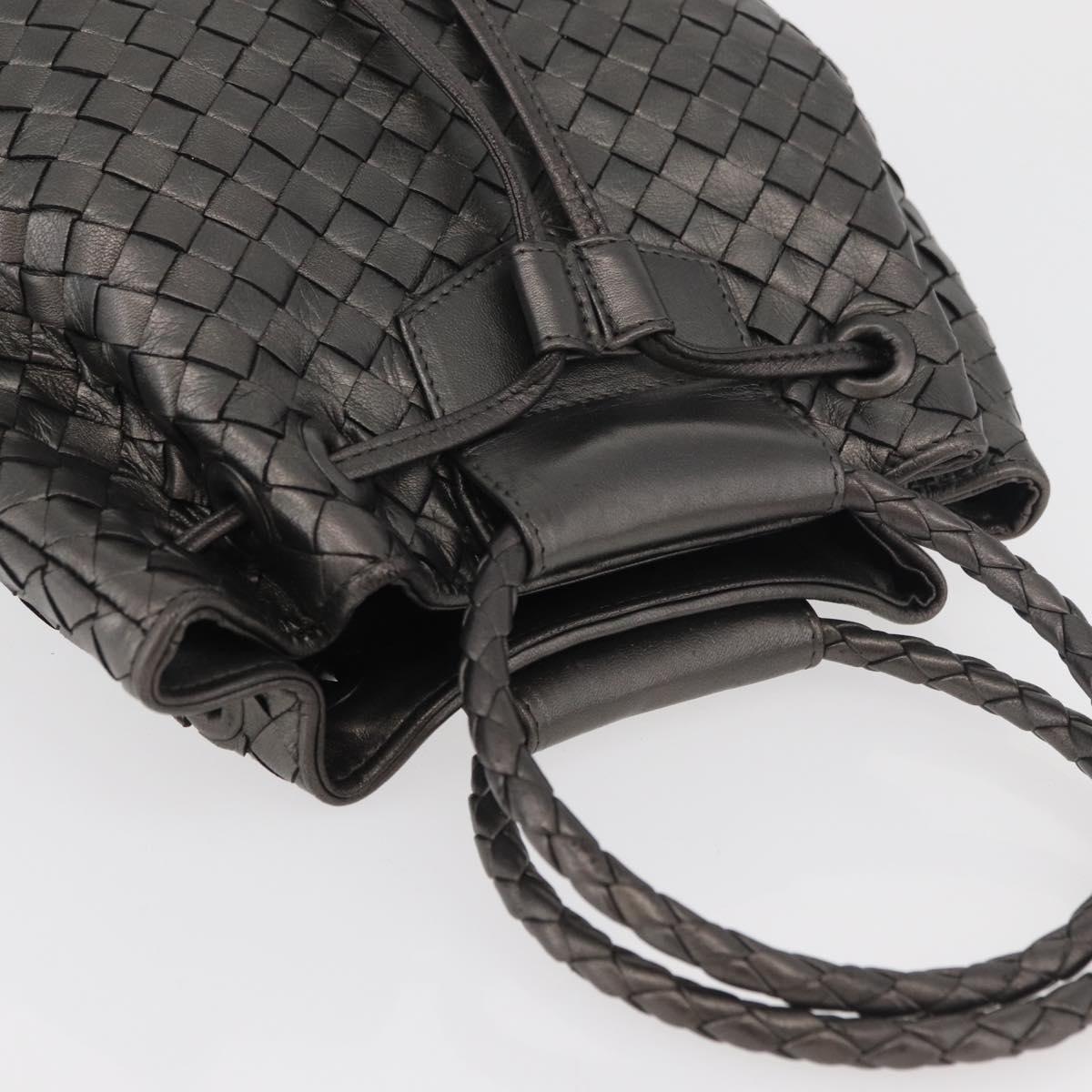 BOTTEGA VENETA INTRECCIATO Purse Hand Bag Leather Silver Gold Auth 177803