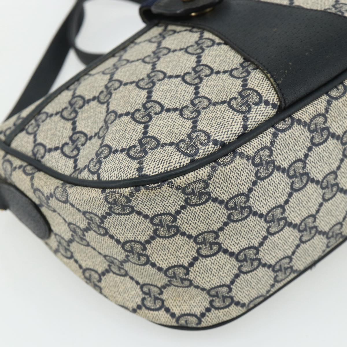 GUCCI GG Supreme Sherry Line Shoulder Bag PVC Navy Gold 89 02 032 Auth 177813