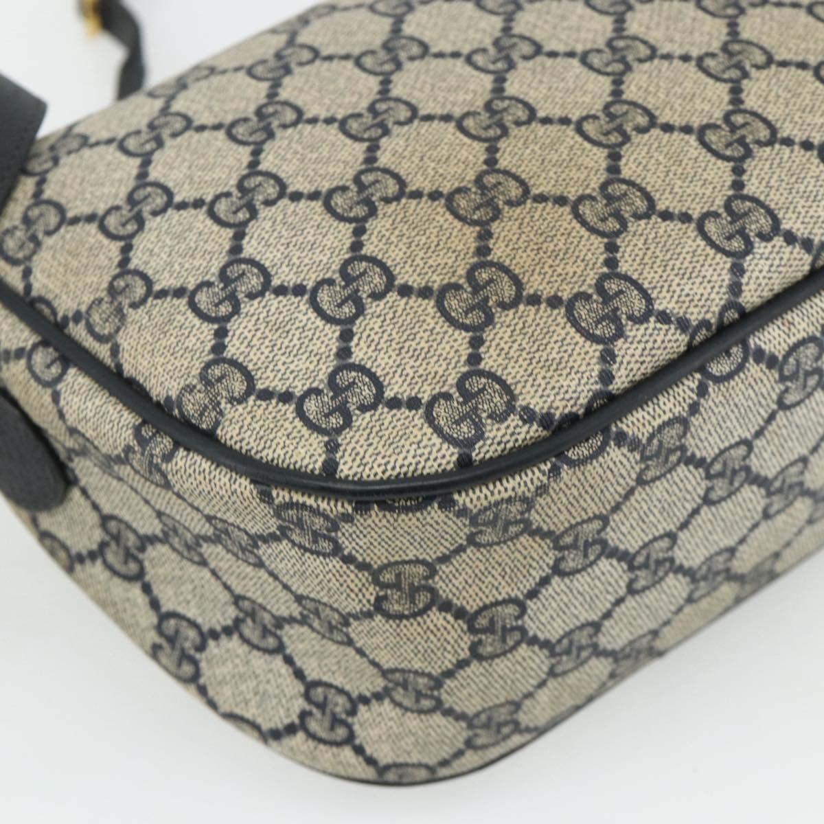 GUCCI GG Supreme Sherry Line Shoulder Bag PVC Navy Gold 89 02 032 Auth 177813
