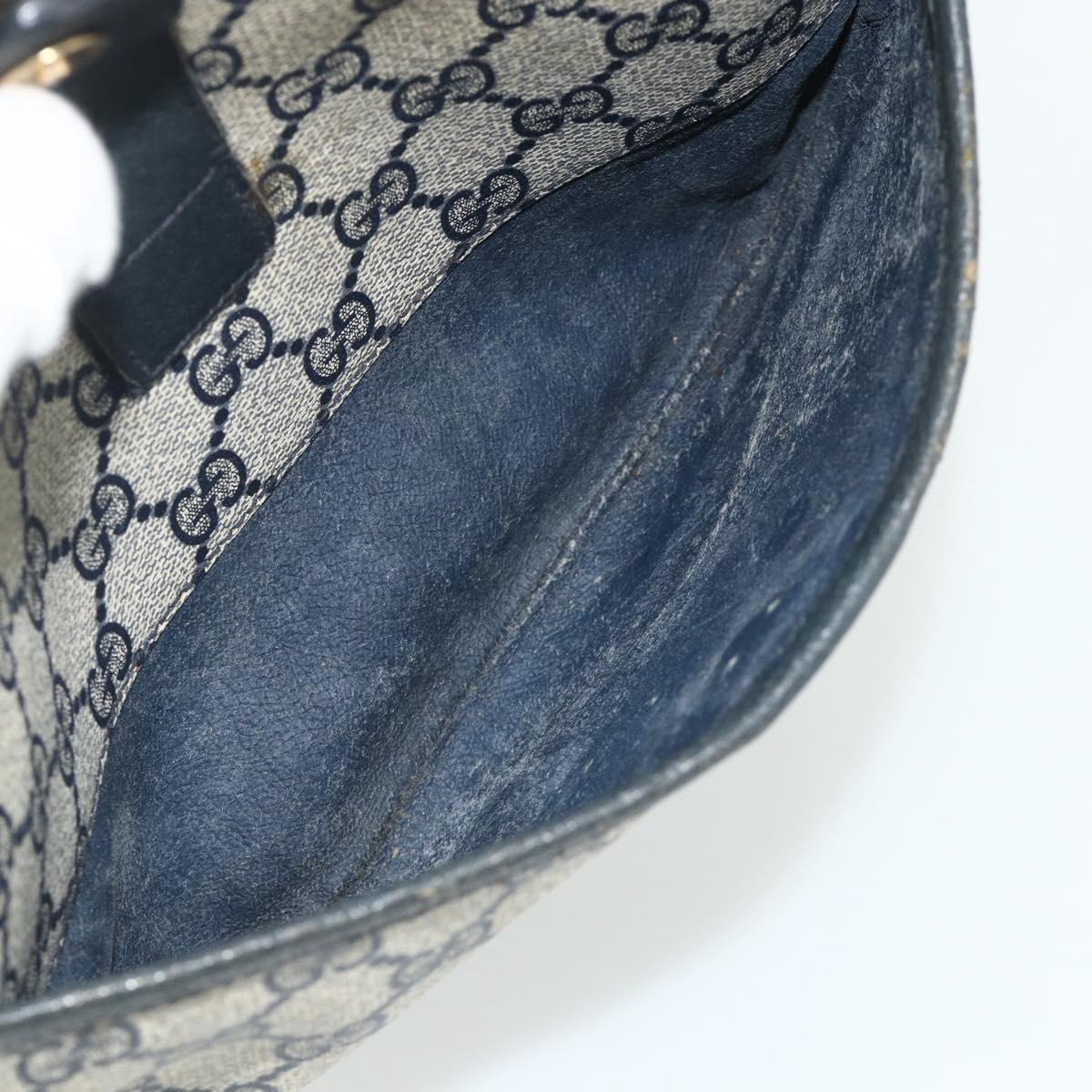 GUCCI GG Supreme Sherry Line Shoulder Bag PVC Navy Gold 89 02 032 Auth 177813