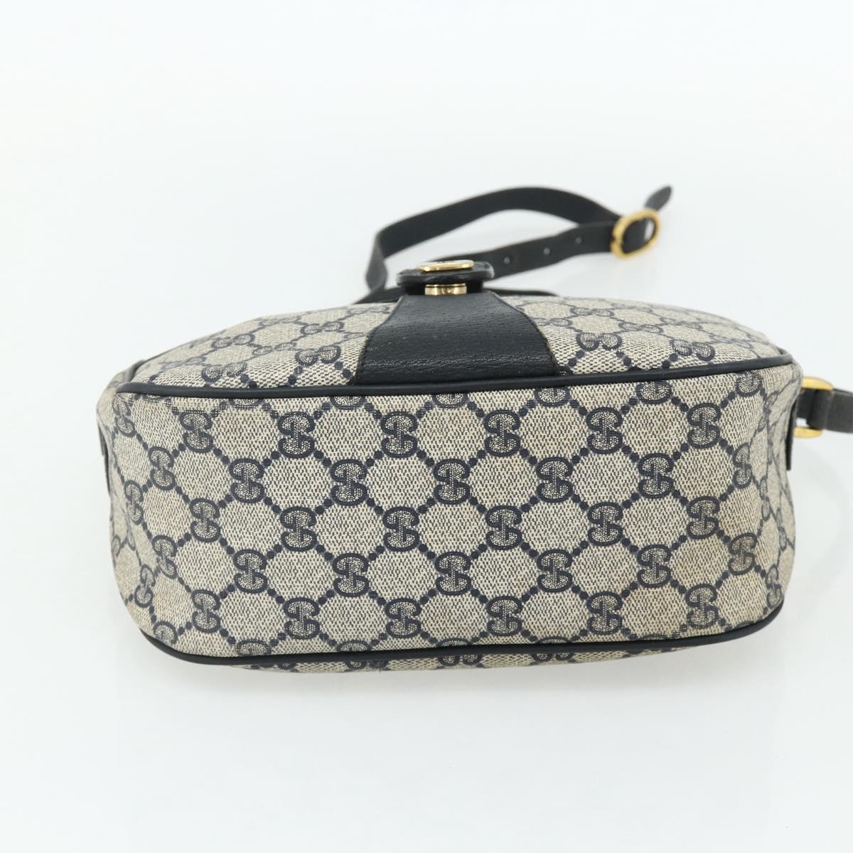 GUCCI GG Supreme Sherry Line Shoulder Bag PVC Navy Gold 89 02 032 Auth 177813