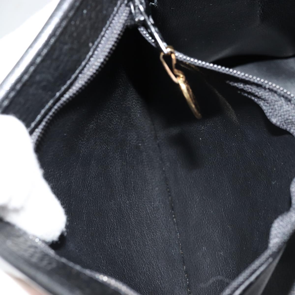 Christian Dior Hand Bag Leather Black Gold Auth 177815