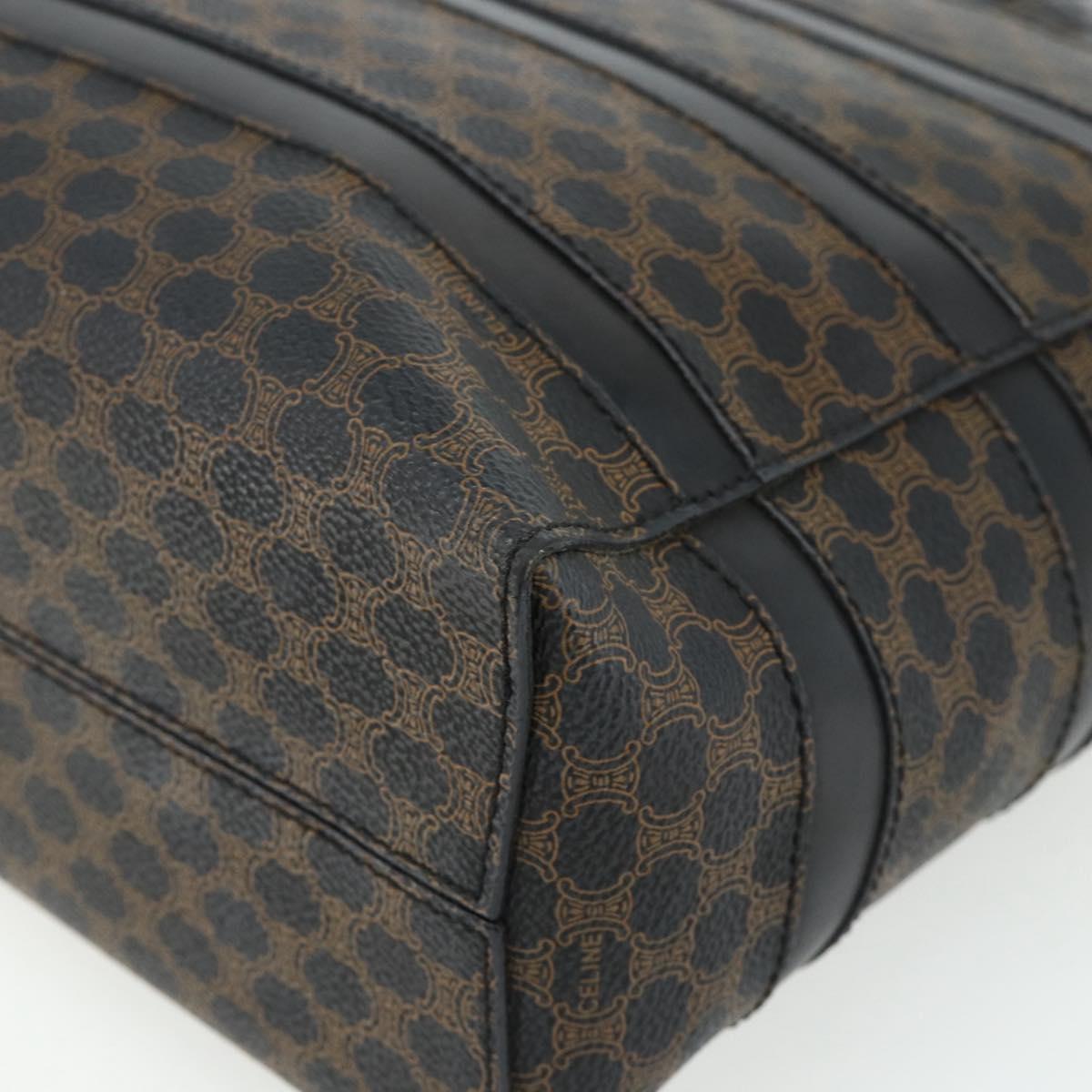 CELINE Macadam Canvas Tote Bag PVC Leather Black Gold Auth 177820