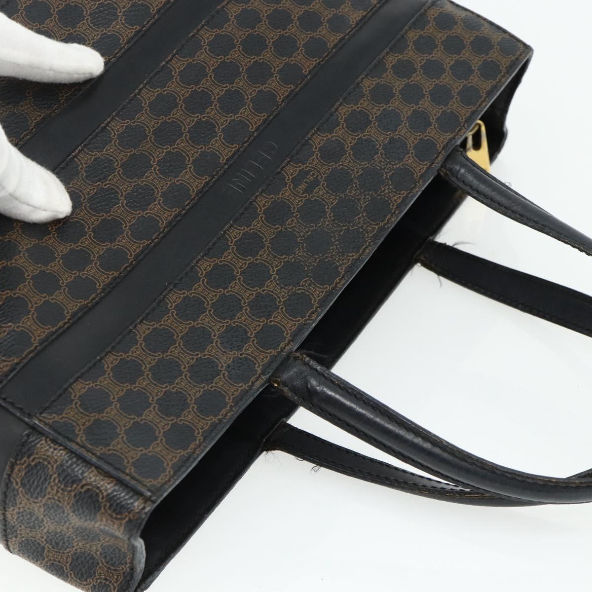 CELINE Macadam Canvas Tote Bag PVC Leather Black Gold Auth 177820