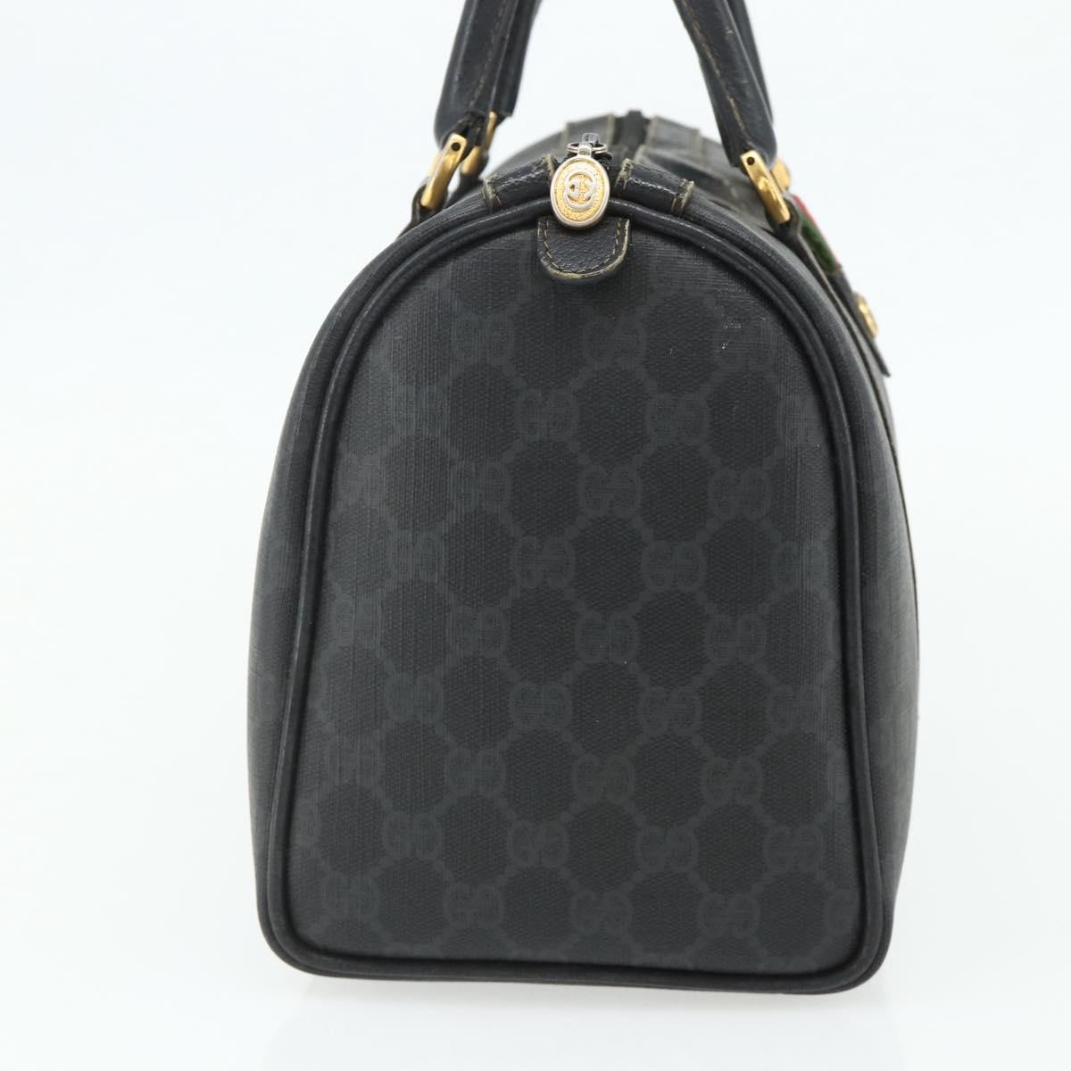 GUCCI GG Supreme Web Sherry Line Hand Bag PVC Black Gold 40 02 007 Auth 177821