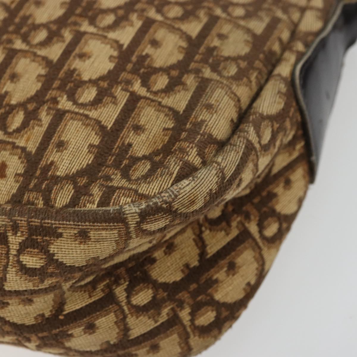 Christian Dior Trotter Canvas Shoulder Bag Brown Gold Auth 177825