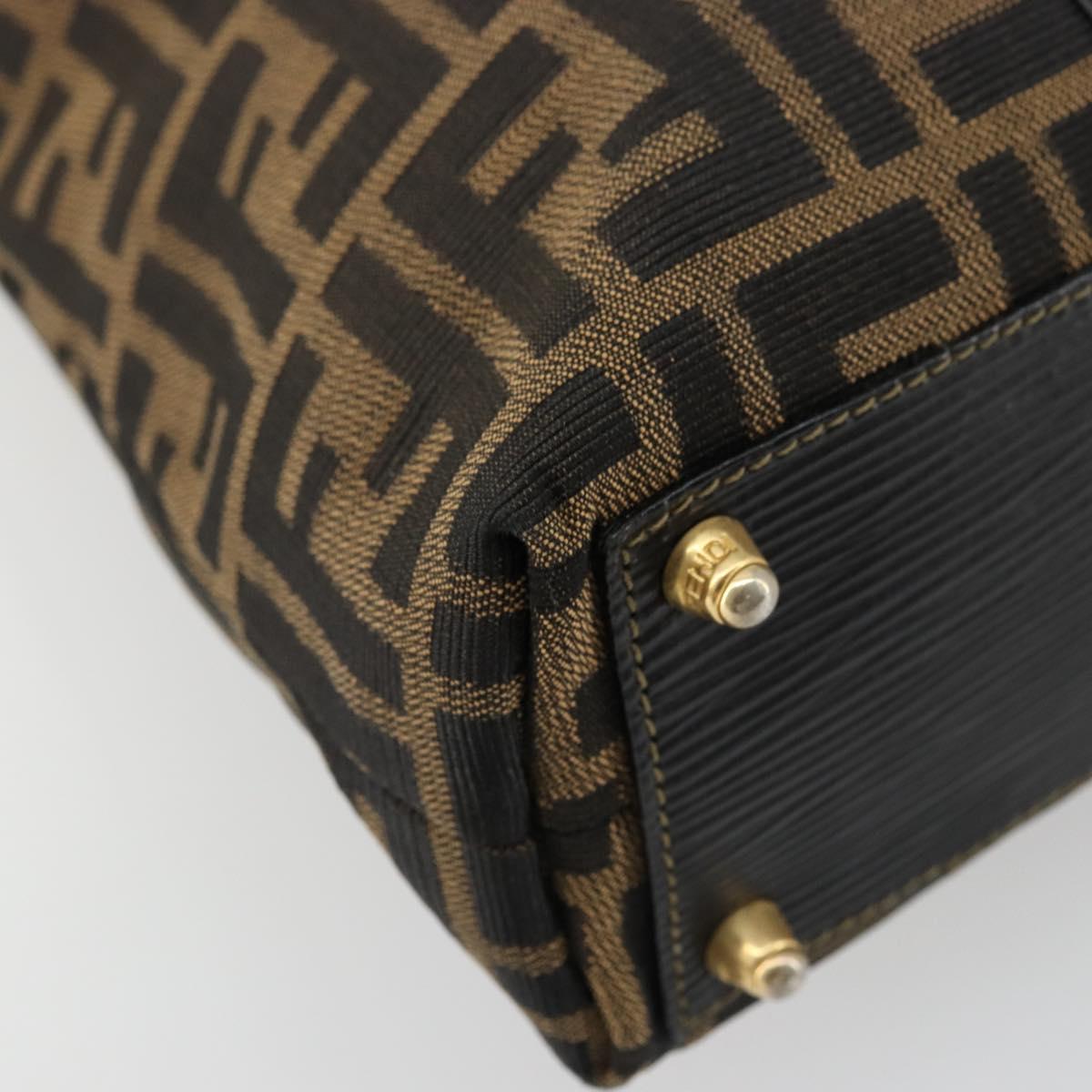 FENDI Zucca Canvas Tote Bag Black Brown Auth 177827A