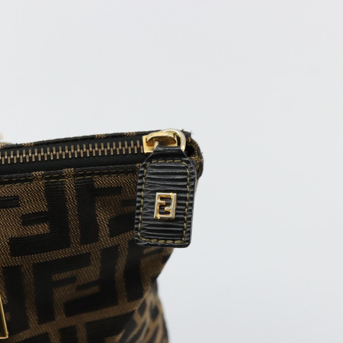 FENDI Zucca Canvas Tote Bag Black Brown Auth 177827A