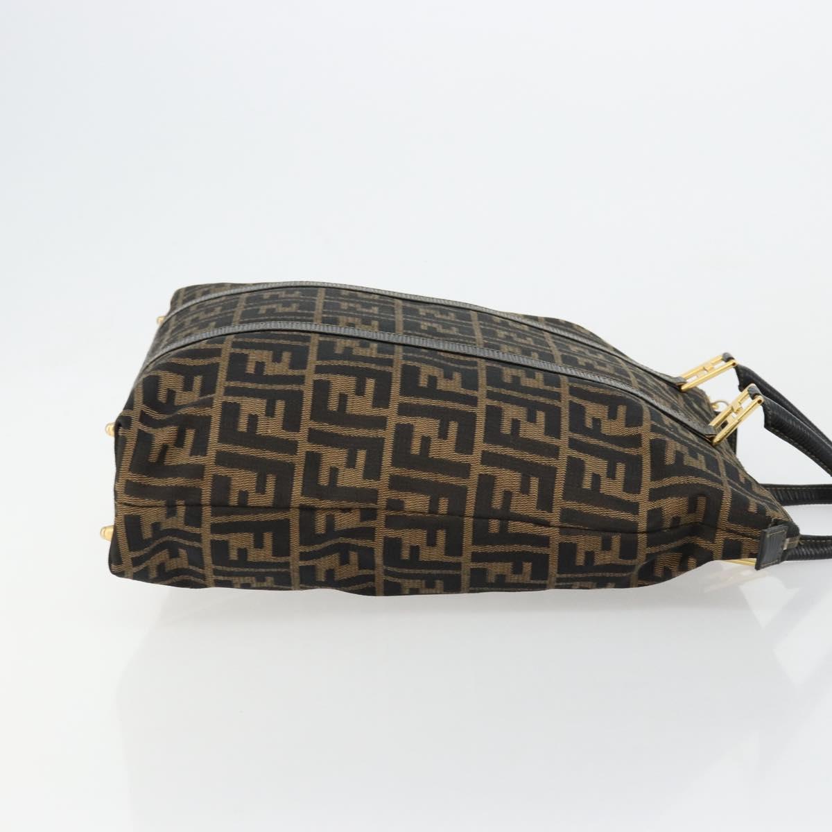 FENDI Zucca Canvas Tote Bag Black Brown Auth 177827A