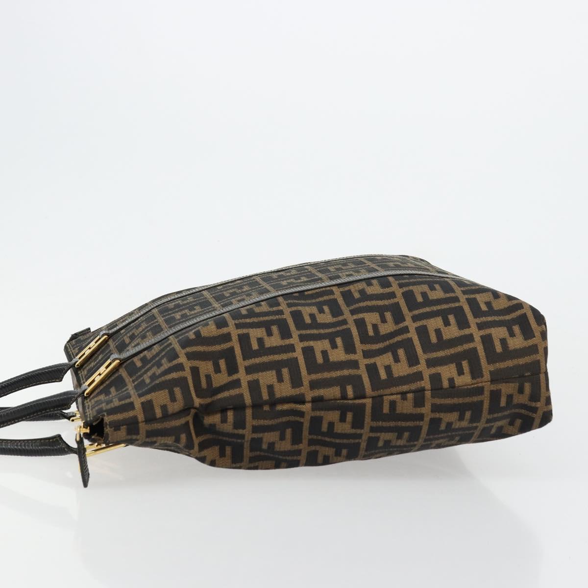FENDI Zucca Canvas Tote Bag Black Brown Auth 177827A